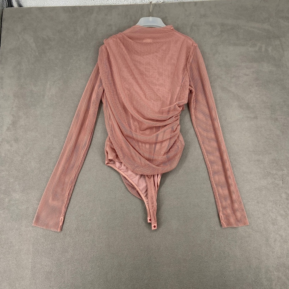 Intimately Free People Mesh Long Sleeve Ruched Bodysuit Pink XL OB1634764 - Picture 8 of 11